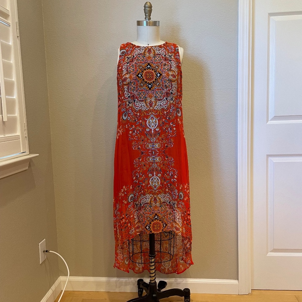 Karen Kane Print Sleeveless High Low Hem Midi Dress Size XL or 12